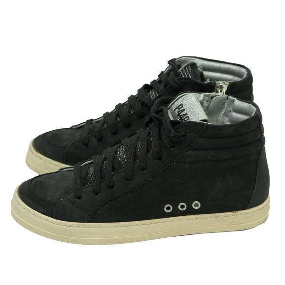 P448 Skate Hi Top Sneaker Black Leather Goth Minimal Streetwear Sneaker Shoe - Picture 16 of 16